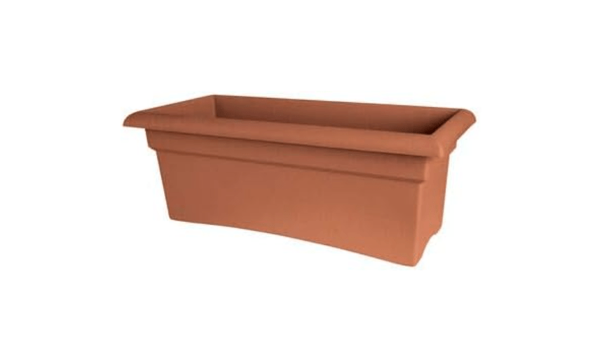 Bloem 10 in. H x 12 in. W x 26.3 in. D Resin Veranda Terracotta Clay Planter