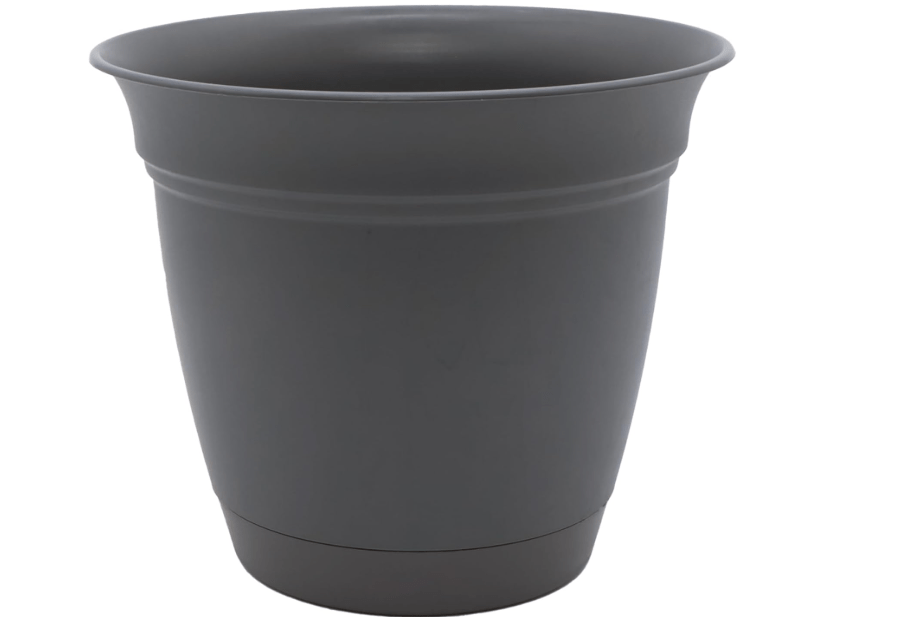 The HC Companies Eclipse Round Planter with Saucer - Outdoor & Indoor Plant Pot with Drainage Holes - Lightweight, UV-Resistant Plastic Pots for Plants,