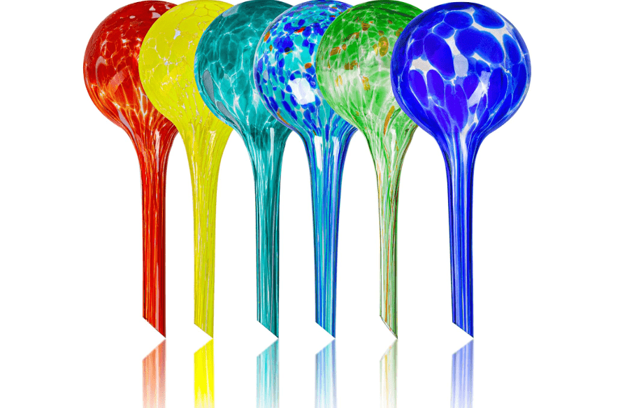  Plant Watering Globes Set of 6 – Large Glass Self-Watering Bulbs (up to 5 Days of Watering) for Indoor & Outdoor Plants