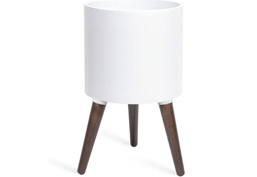 D'vine Dev 10 Inch Planter Pot with Stand, Mid-Century Tall Plant Pot with Legs for Indoor Plan