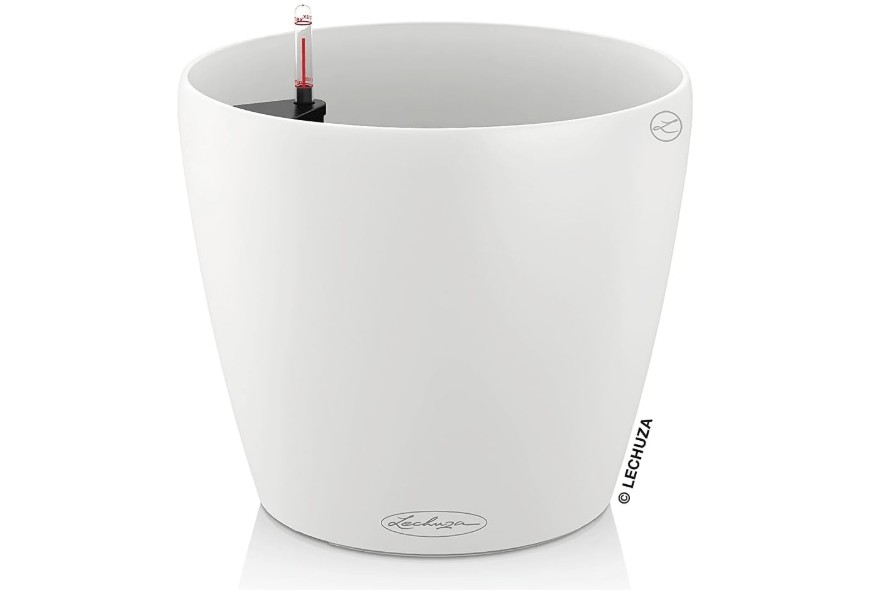 
Lechuza 13190 Classico 28 Self-Watering Planter for Indoor and Outdoor Use, 11" x 11" x 10", White Matte