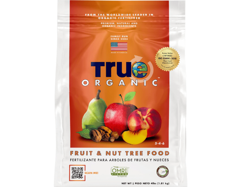 
True Organic Fruit & Nut Food – Organic Fertilizer for Productive Tree Growth – Prevent Blossom End Rot – 4lb Bag Covers 70 Sq. Ft.