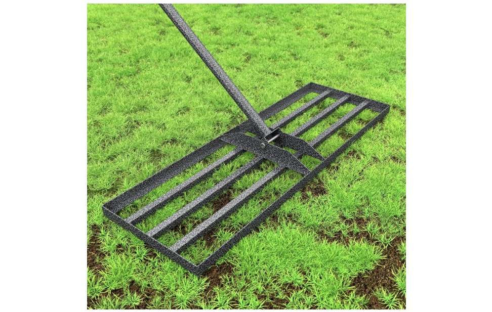 FEMOND Lawn Leveling Rake with Anti-Rust Coating, Rakes for Lawns Heavy Duty Lawn Leveling Tool with Adjustable Handle, Effort-Saving Lawn Leveler for Yard