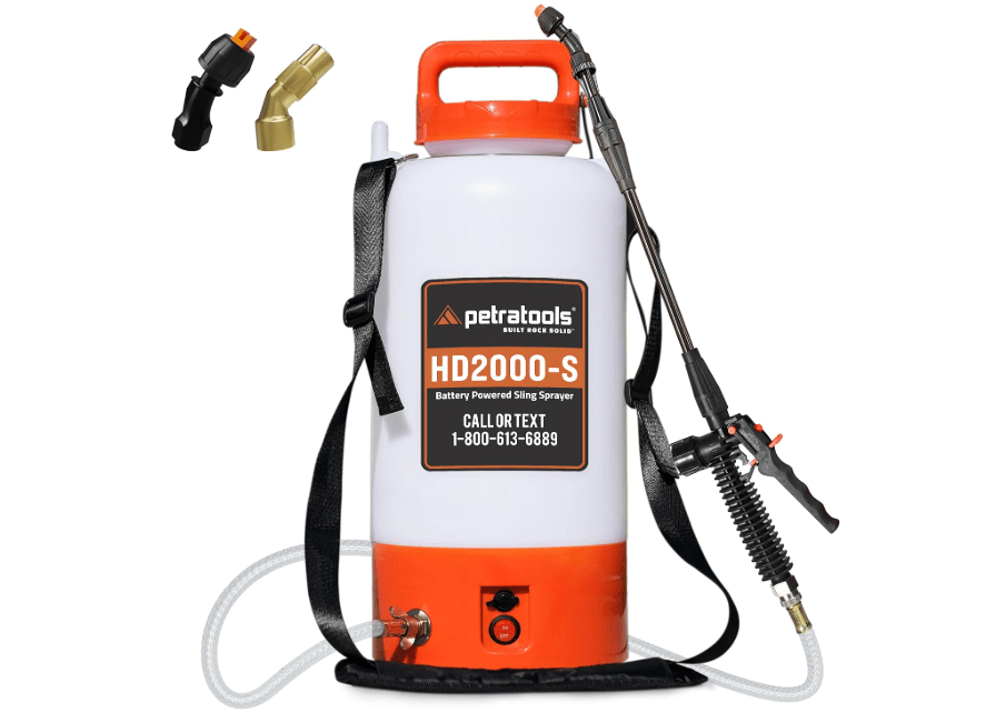 
PetraTools Battery Powered Sprayer 2 Gallon - HD2000-S - Heavy Duty Electric Sprayer for Lawn and Garden Weed/Pest Control, Watering - with Battery
