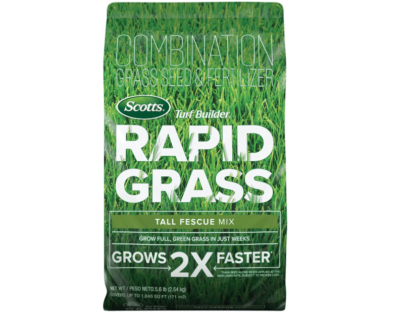  Scotts Turf Builder Rapid Grass Tall Fescue Mix, Combination Grass Seed and Fertilizer, Grows Green Grass in Just Weeks, 5.6 lbs.