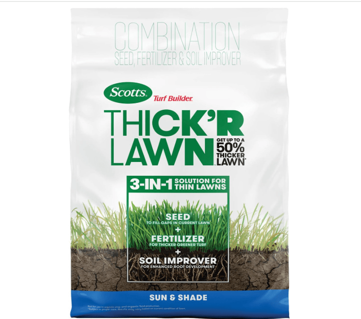
Scotts Turf Builder Thick'R Lawn Sun and Shade, Combination Seed, Fertilizer and Soil Improver, Thickens Thin Grass, 12 lbs
