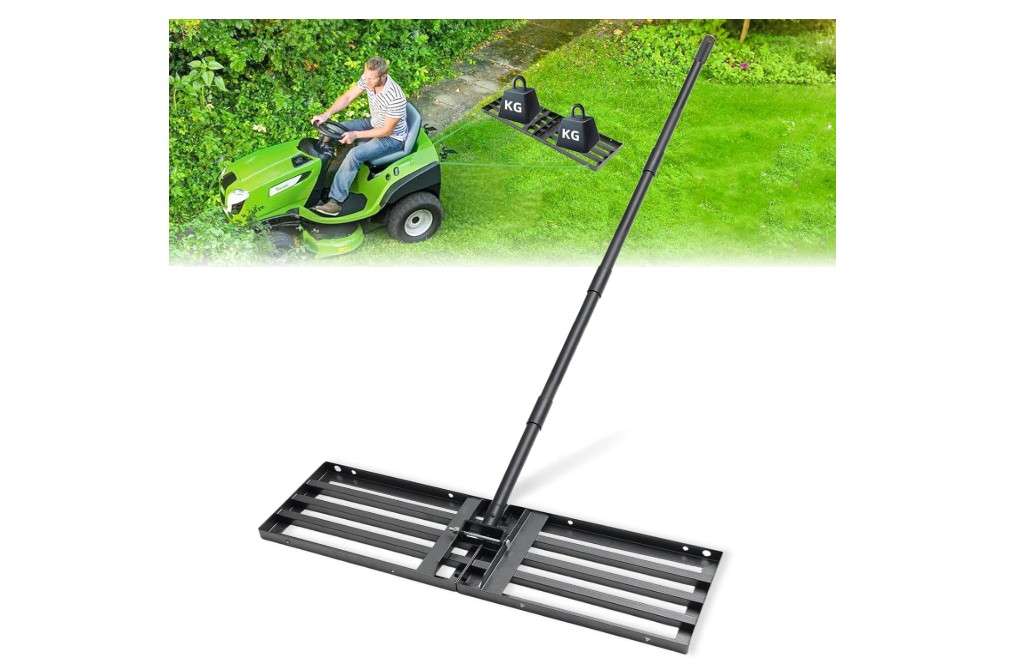 Lawn Leveling Rake Heavy Duty Stainless Steel Landscaping Tool, 34" X 9.4" Yard Leveling Rake with Sturdy Wire Rope Ideal for Backyard, Garden, Golf...
