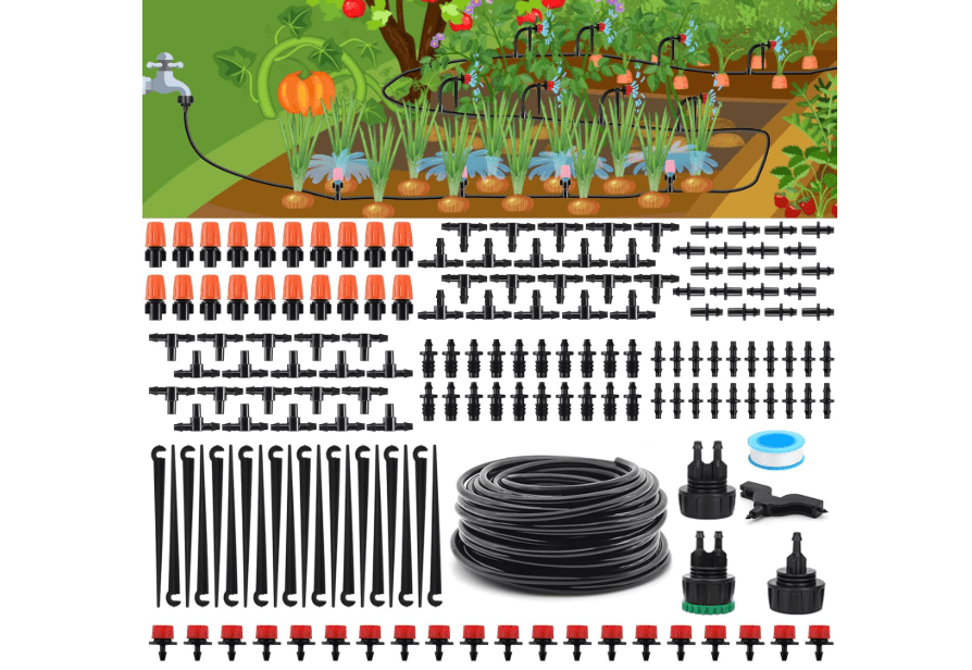 Flantor Drip Irrigation Kit, Drip Irrigation System for Garden with 1/4" Irrigation Tubing DIY Saving Water Automatic Watering System for Garden