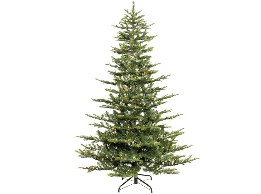 
Puleo International 7.5 Foot Pre-Lit Aspen Fir Artificial Christmas Tree with 700 UL Listed Clear Lights Green