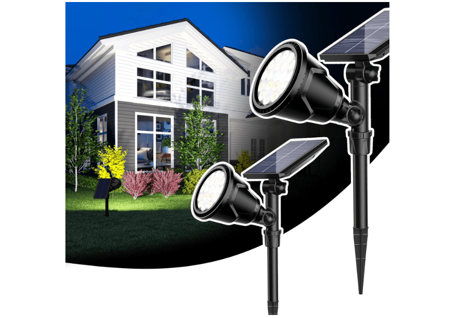 
ROSHWEY Solar Spot Lights Outdoor - 600LM Spotlights Waterproof Outside Flood Lighting for Driveway Backyard Patio Garden Landscape Deck Garage (Cool White