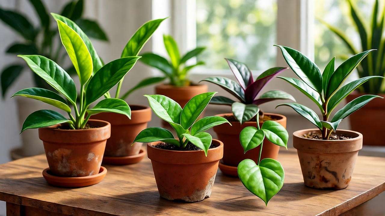 "Close-up of various hoya plant varieties including Hoya carnosa, kerrii, pubicalyx, and australis in pots, ideal for propagation."