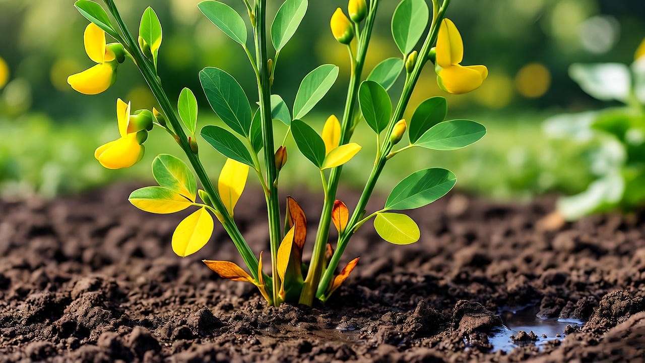 weet broom plant with yellowing leaves from common care problems.
