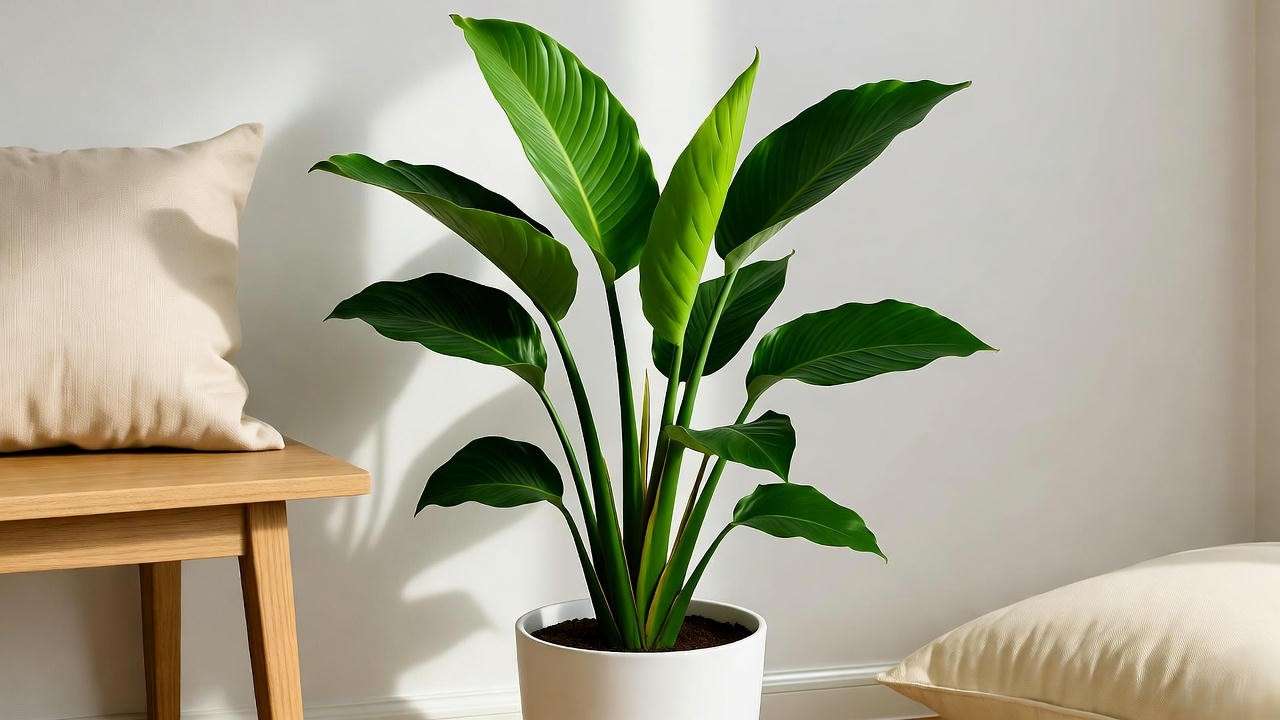 "Pleomele plant styled as a floor plant in a living room"