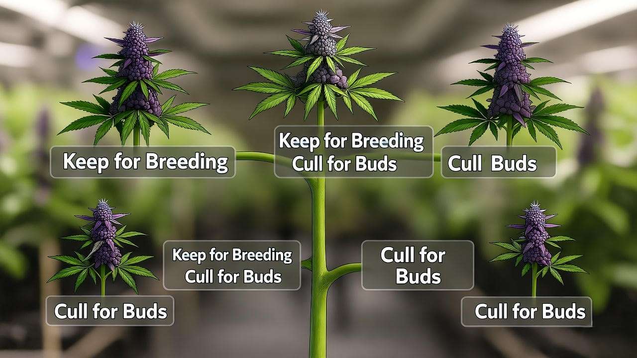 "Decision tree for keeping or culling male cannabis plants in breeding"