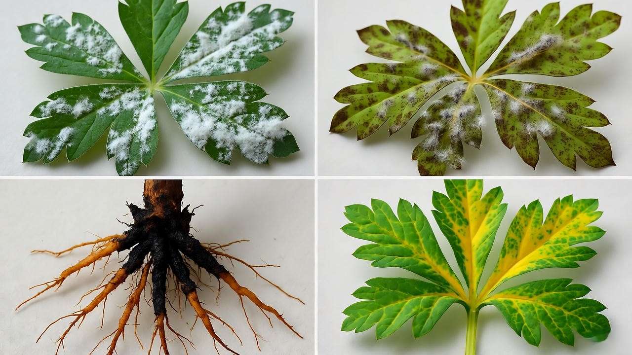 Common Goldfinger cinquefoil plant problems: powdery mildew, spider mites, root rot, iron chlorosis