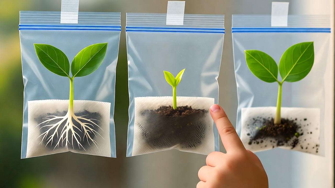 Lima bean germination in a bag science experiment for kids