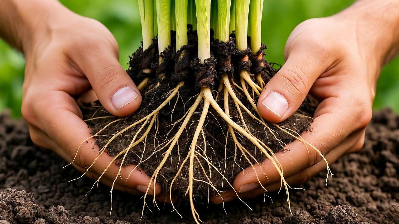 Harvesting vetiver roots for oil production and soil stabilizatio