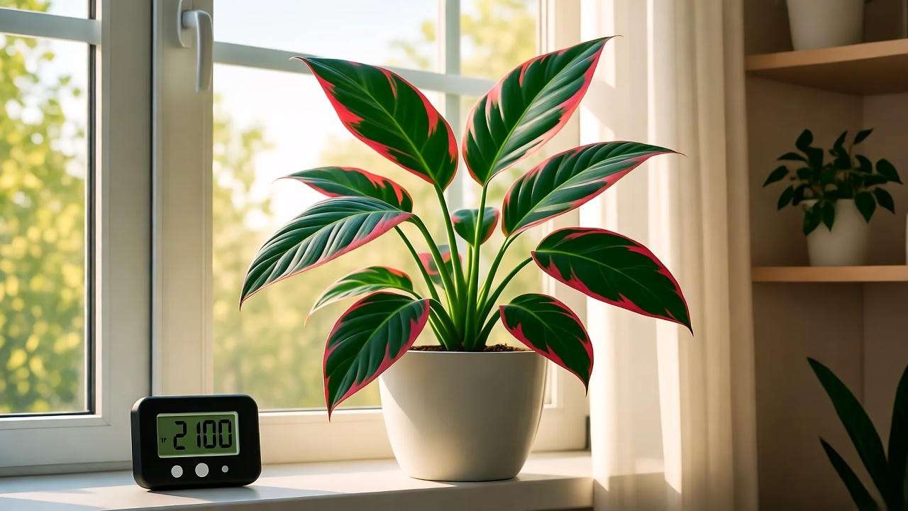 Calico kitten plant in ideal east window light with 2100 lux for vibrant variegation