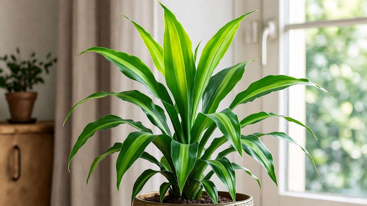 "Dracaena compacta plant in bright indirect light near a window"