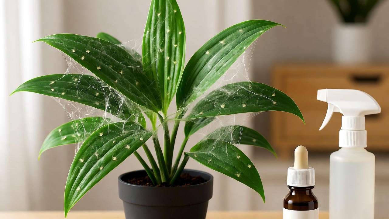 Fabian Aralia plant with spider mites and neem oil treatment".