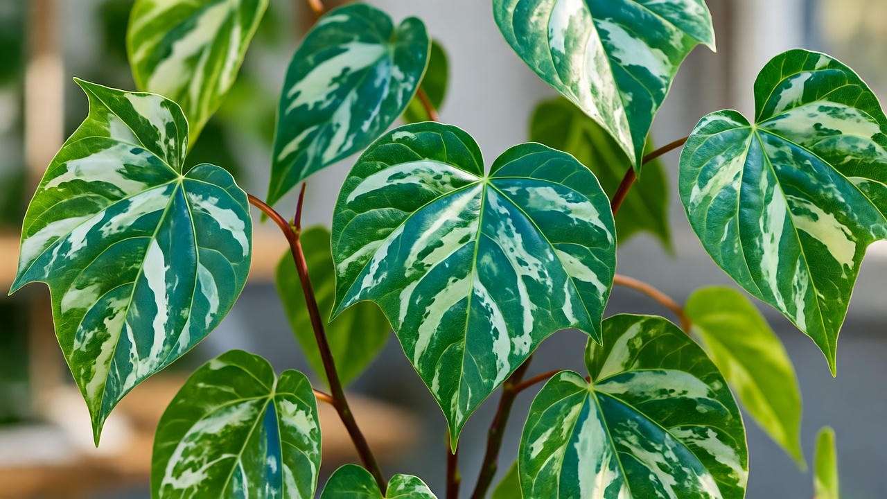 Healthy Cissus discolor plant with lush green and silver leaves, free from pests in an indoor setting."