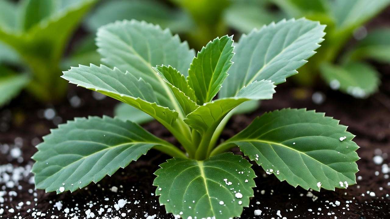 "Tractor seat plant with slug damage and organic pest control materials"