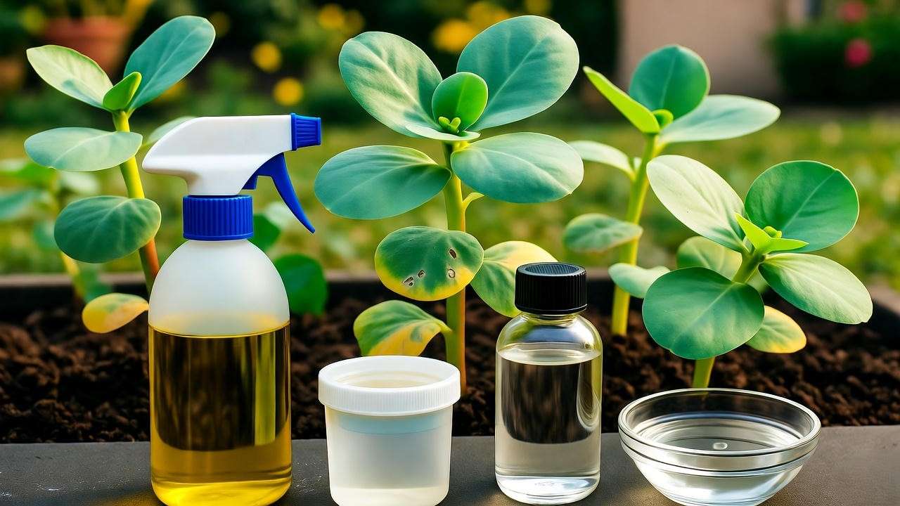 Purslane plants with organic pest control items