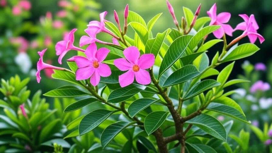 "Dipladenia plant being pruned with shears showing new growth".