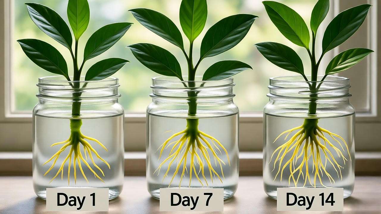 Galaxy Plant water propagation timeline: roots in 14 days