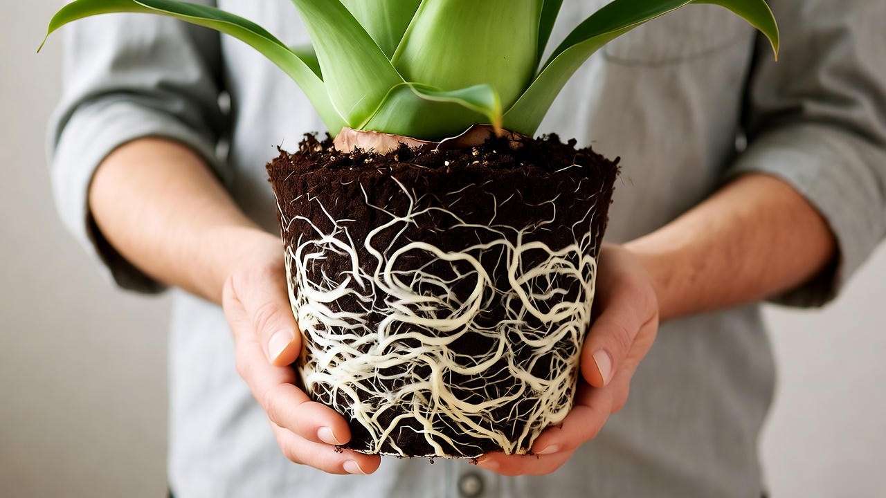 Repotting a Maki Podocarpus plant into a larger pot with fresh soil."