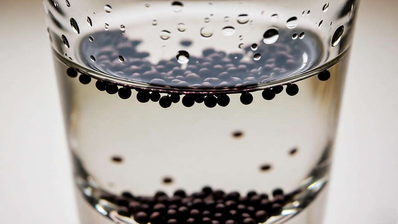 Fuchsia plant seeds in water viability float test showing sinkers and floaters