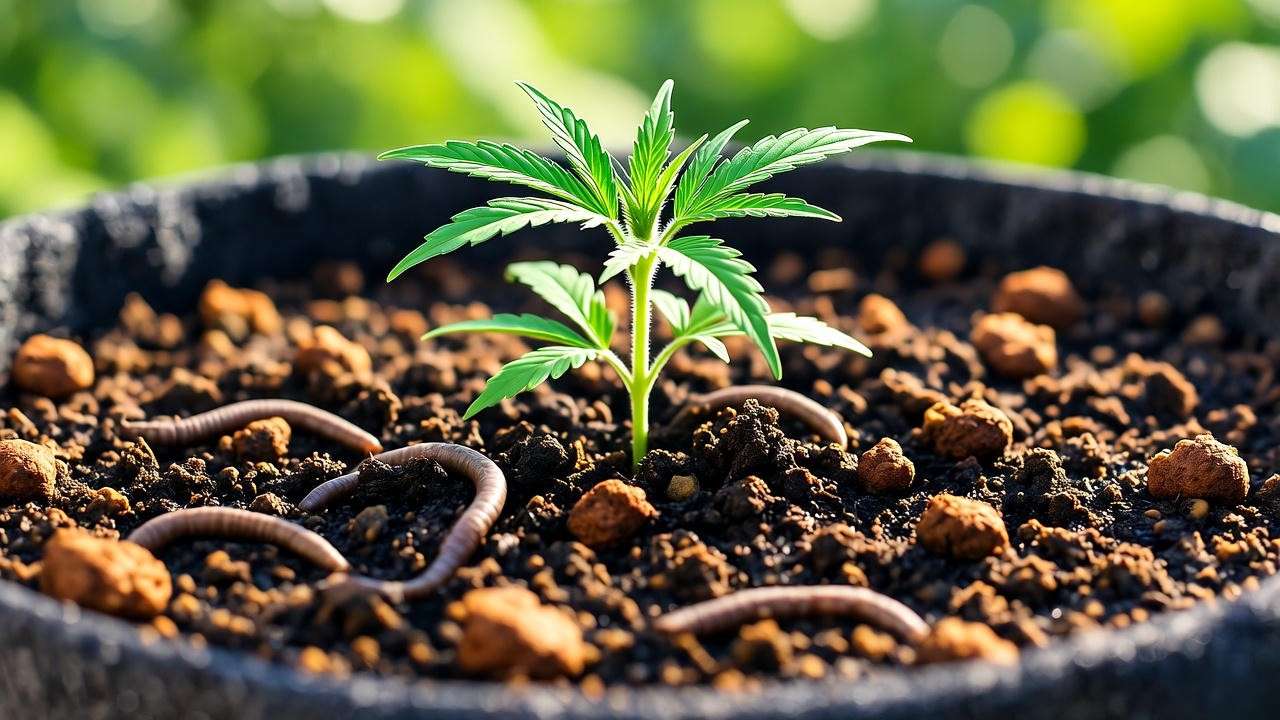 Organic no-till living soil recipe in fabric pot for outdoor cannabis cultivation