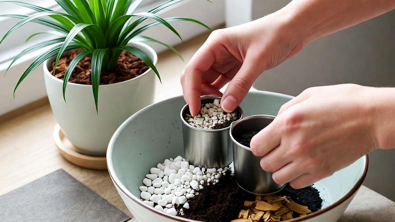 Custom well-draining soil mix for Galaxy Plant with perlite and bark