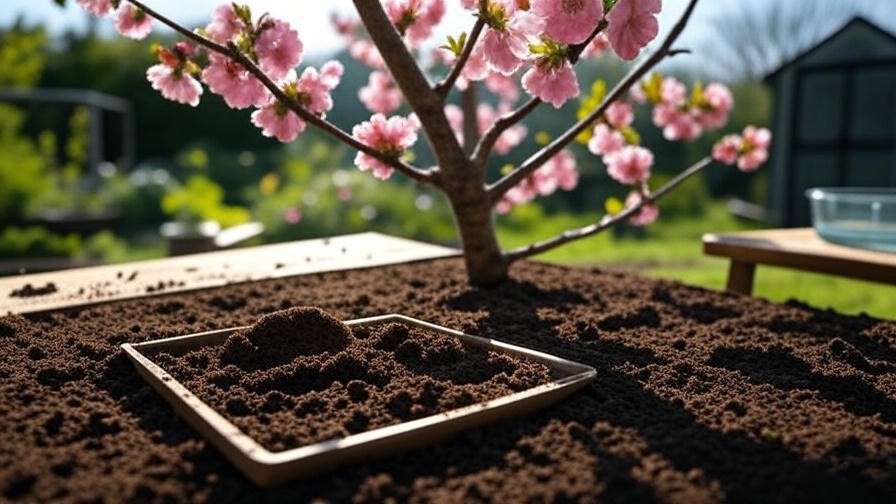 "Soil test kit near cherry tree with nutrient level table".
