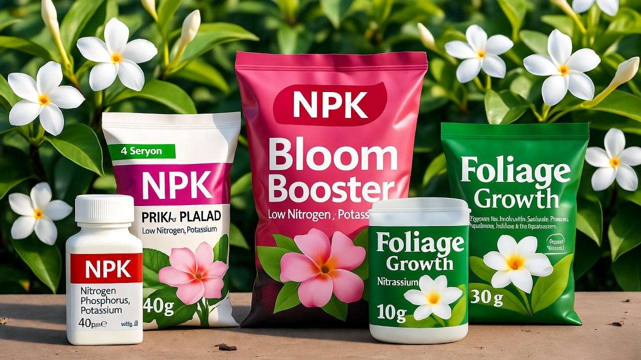 Comparison of NPK fertilizer ratios, highlighting a bloom booster with lower nitrogen and higher phosphorus/potassium.