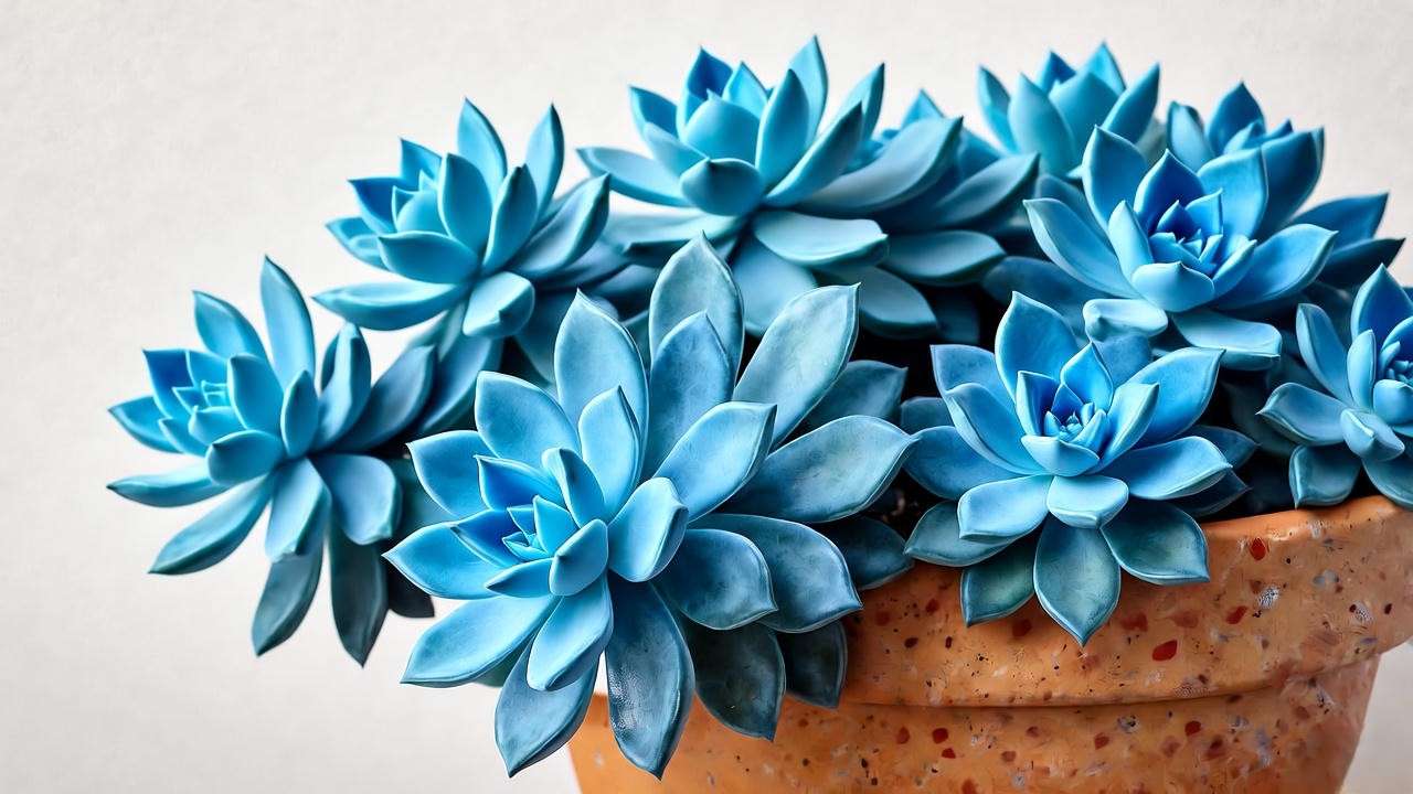 Blue Chalksticks succulent spilling from a terracotta pot in a contemporary garden setting."