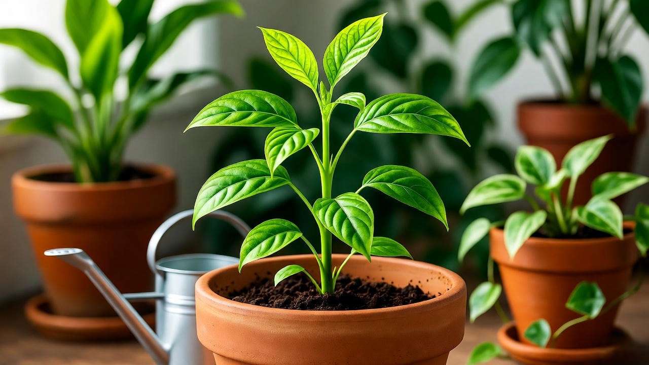 Transplanting rooted clone into pot after successful cloning pot plants