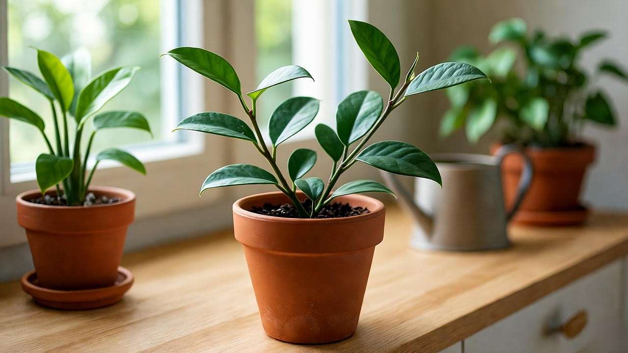 "Newly transplanted hoya plant in a terracotta pot, thriving with care after propagation."