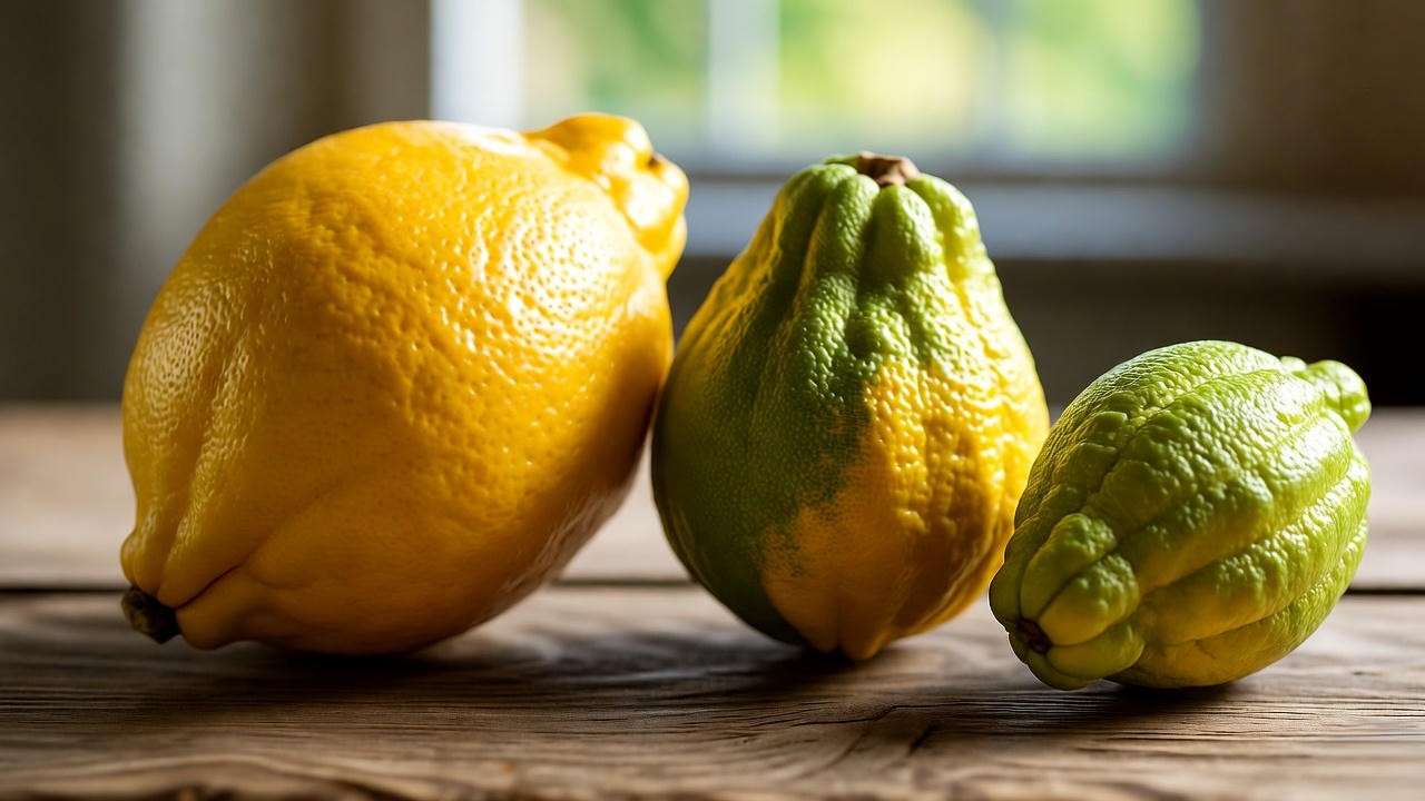 Four Citrus medica Etrog cultivars showing peel texture differences for variety identification