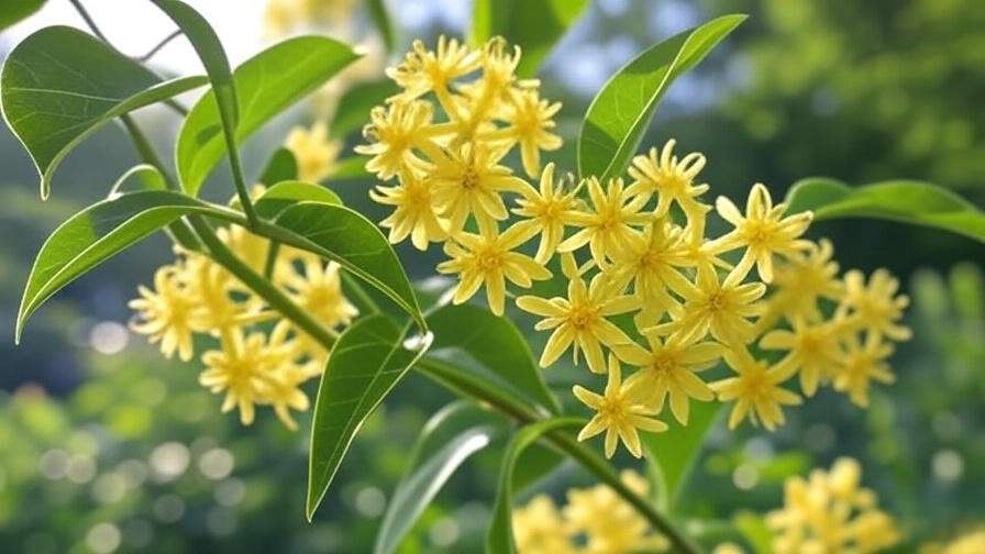 Close-up of yellowhorn tree flowers with bee pollinating in sunny garden"