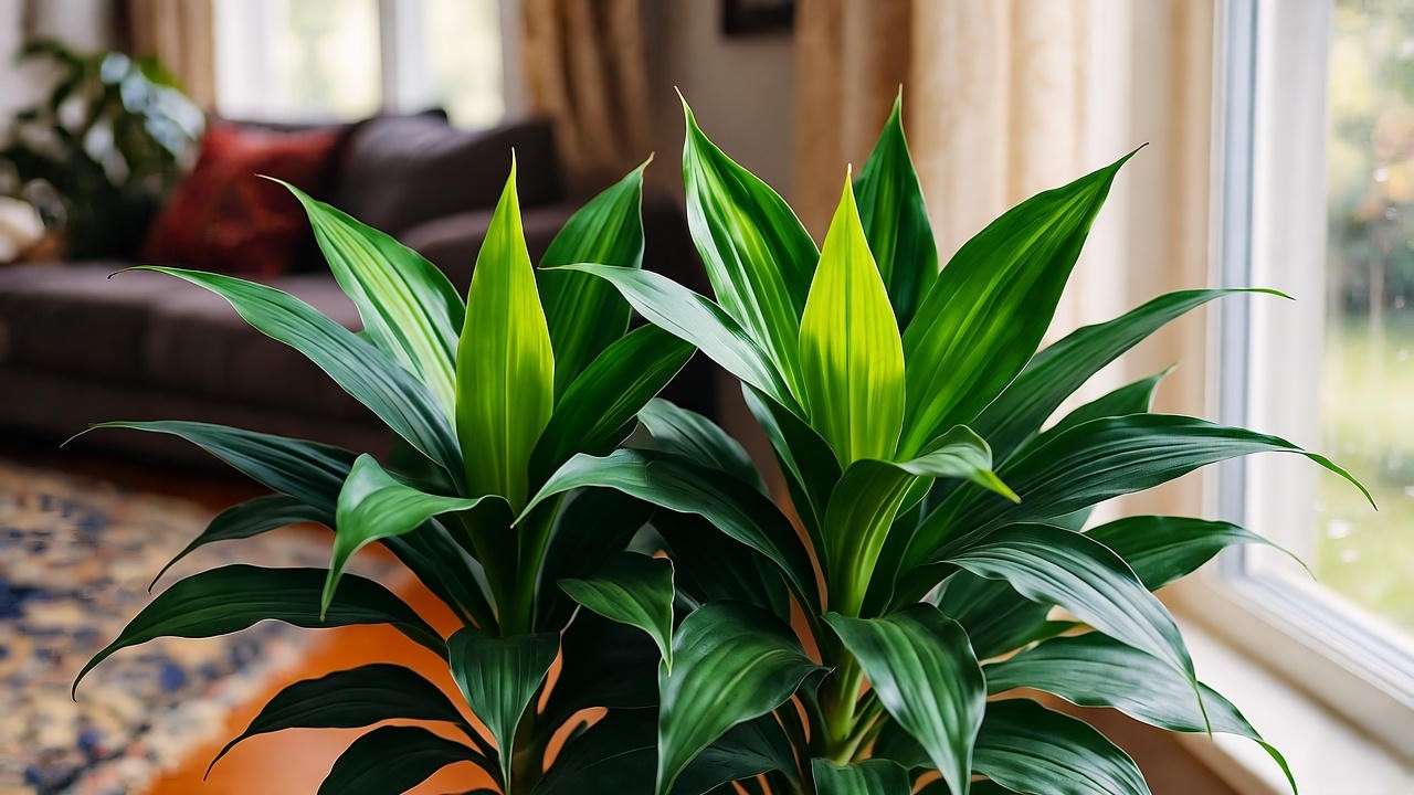 "Lush Dracaena compacta plant thriving indoors near a window with natural light"