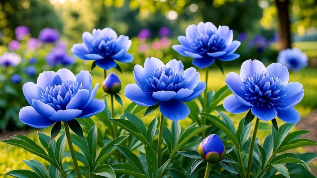 blue peony plants