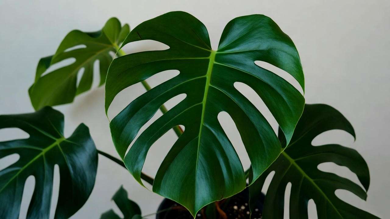 Monstera large green leafed plant variety thriving indoors, tropical houseplant care guide"