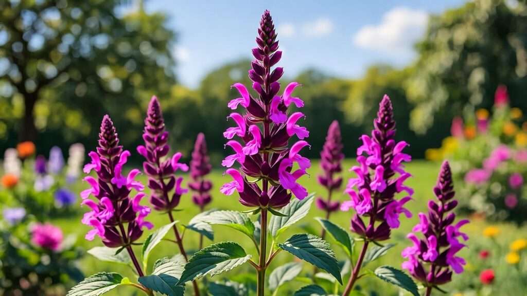 pink salvias plant