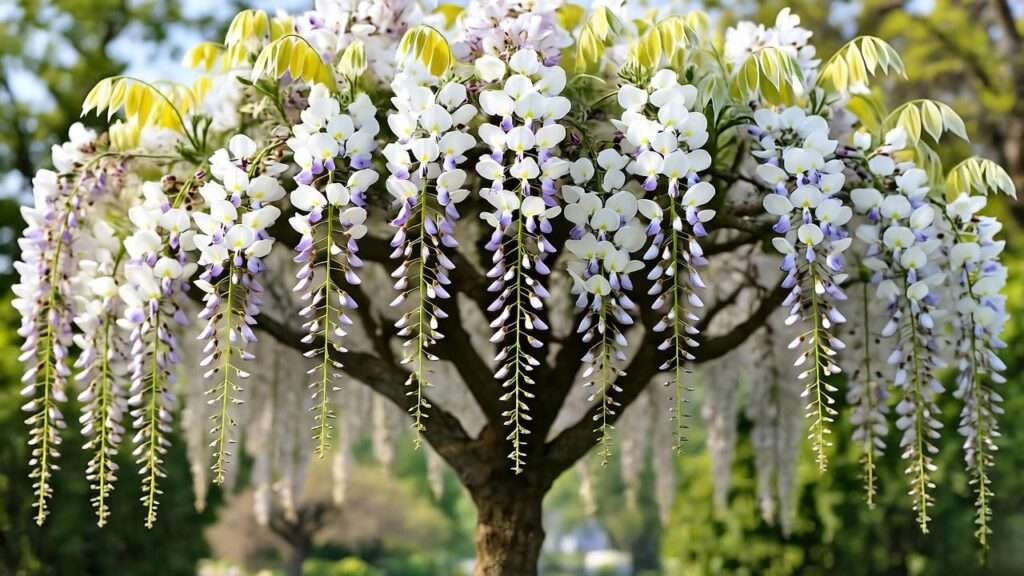 white wisteria tree