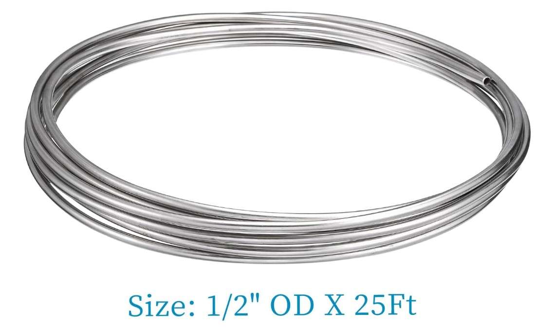 Vigorous Stainless Steel Tubing Coil, 1/2" x 25Ft 304 Welded Stainless Steel Tubing