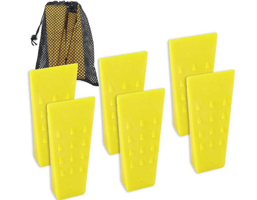 AR-PRO 6 Pack Tree Felling Wedges with Spikes for Safe Tree Cutting – 5.5” Wedges with Storage Bag; 6 Felling Dogs to Guide Trees Stabilize and Safely t
