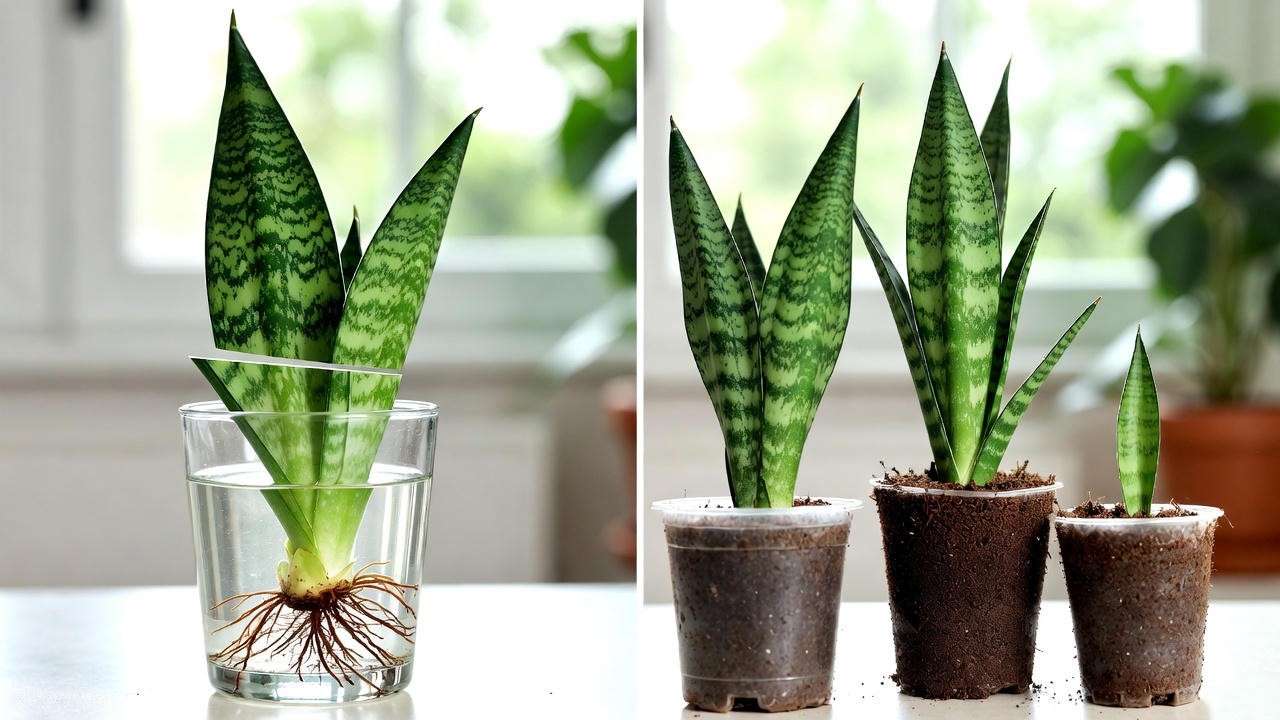 Pruning and propagating a starfish snake plant with leaf cutting and division"
