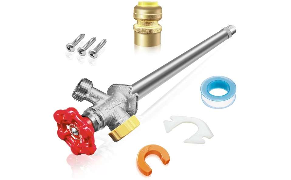 Young dance 12inch Anti-Siphon Frost Free Sillcock, No Lead Brass Frost Proof Outdoor Faucet Bib with Backflow Preventer, 1/2" Push-to-Fit Connector X...