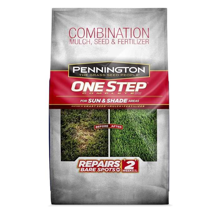 Pennington One Step Complete Sun & Shade Bare Spot Grass Seed, 5 Pounds, White
